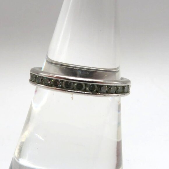 Eternity Band Ring Size 7 Vintage Style Silver Tone Clear Rhinestones - Picture 5 of 7